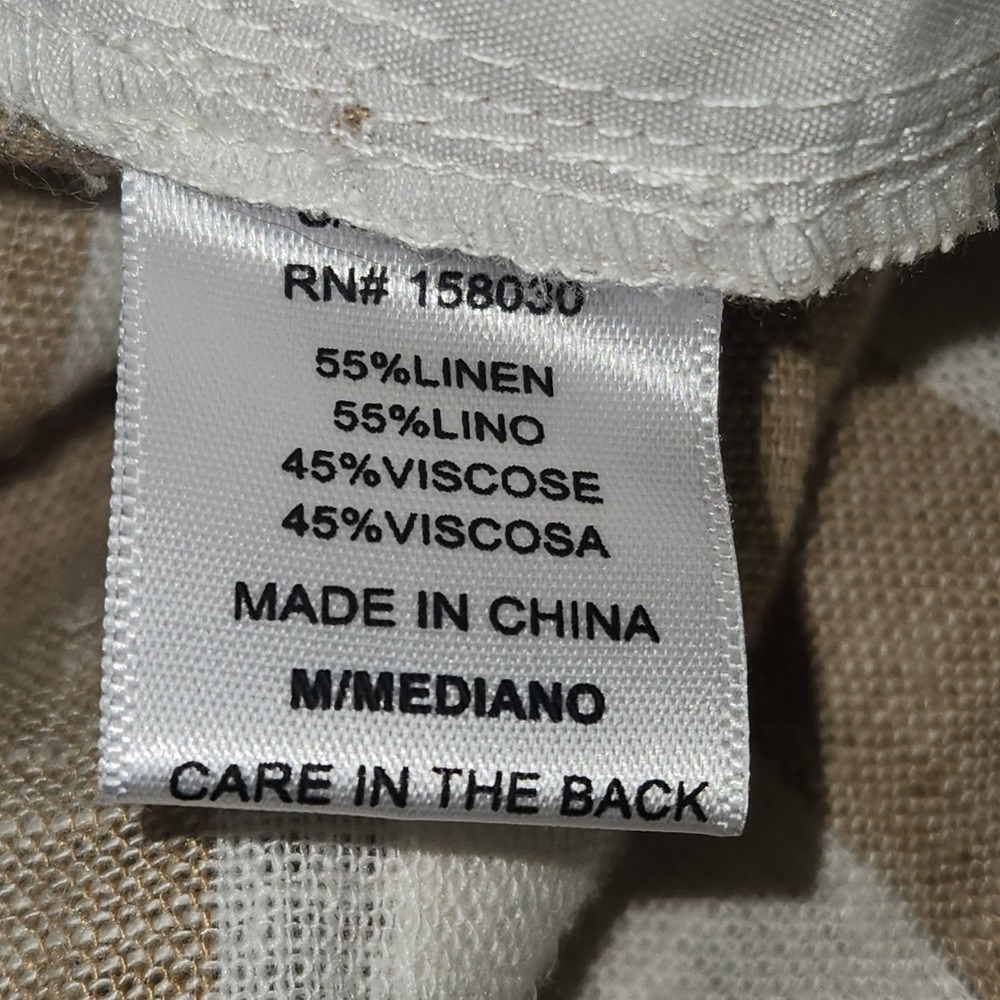 Love Tree Linen Blend Striped Midi Skirt Tan White Paperbag Waist Button Front M - Picture 7 of 8